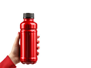 Hand holding water bottle isolated transparent background 