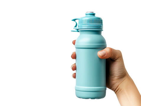 Hand holding water bottle isolated transparent background 