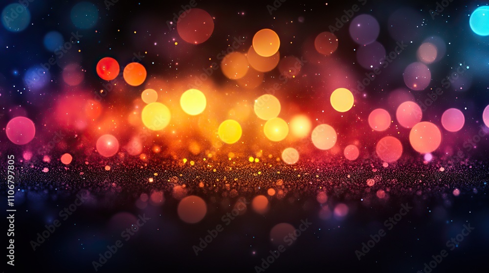 Aufkleber a colorful abstract design features circles of various sizes against a dark background