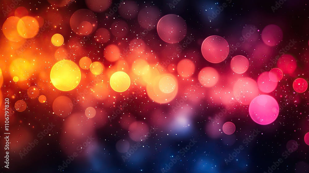 Aufkleber a colorful abstract design features circles of various sizes against a dark background