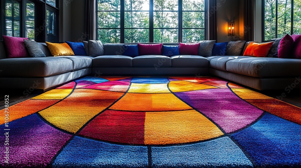 Poster a colorful array of modern carpets in format provides home decor ideas