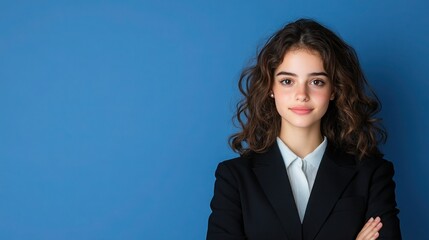 Confident Businesswoman in Suit Smiling - Isolated Portrait