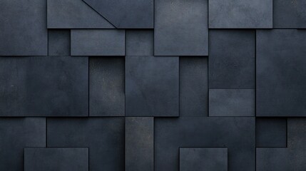 Triangular Tile Wallpaper with Polished Semi-gloss Wall Background and 3D Black Blocks - Rendered Design