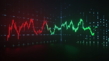 Neon Stock Market Chart  Red and Green Candlestick Graph