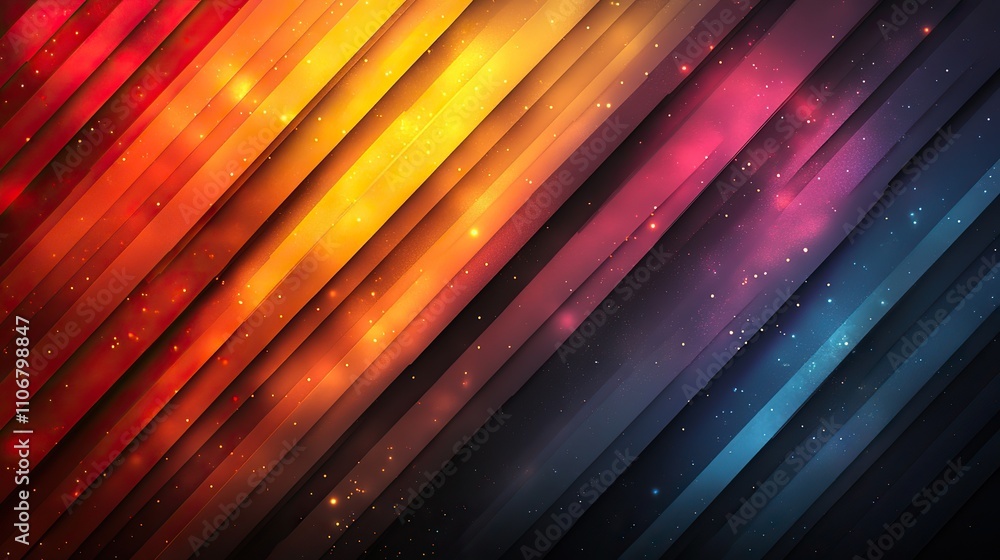 Poster a colorful geometric background with diagonal lines and gradients provides a modern and dynamic desi