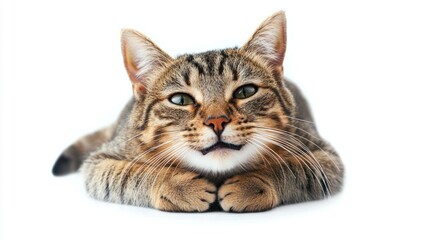 Obraz premium Cat with a playful or content expression, showing a smiling demeanor