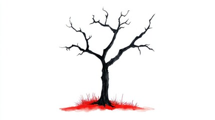 Fototapeta premium Haunted Isolation: Eerie White Background with an Old, Dead, Spooky Tree