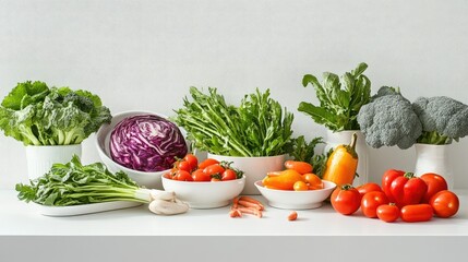 A colorful assortment of fresh vegetables arranged on a table.