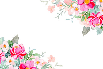 Watercolor flower frame background vector 