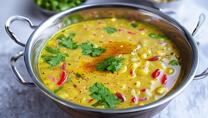 bowl of dal tadka with a drizzle of ghee on top