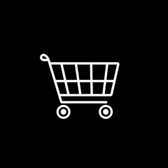 flat icon logo, cart icon, vector lines, round corners, black and white, simple shapes, minimal