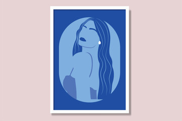 Feminine printable wall art poster. Modern framed canvas prints minimal Vector illustration art. Elegance aesthetic colorful women's boho interior artwork. 