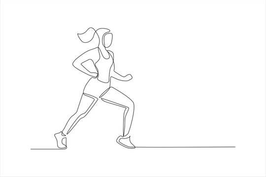 recommend clip art: Single line drawing of a woman jogging.