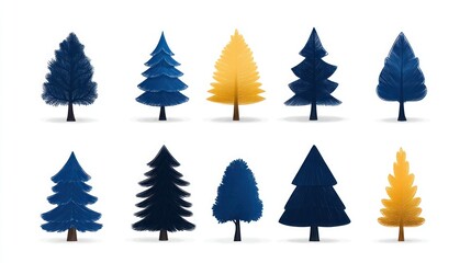 Fototapeta premium Festive Christmas Tree Elements for Holiday Designs - Vector Set