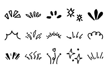 Hand drawn marker simple elements set. Vector illustration