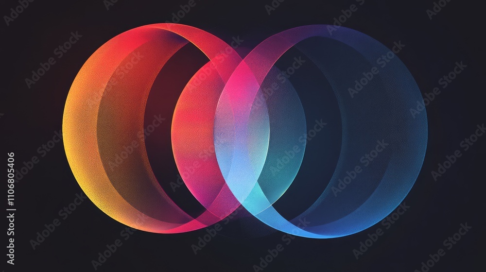 Poster abstract colorful overlapping circles on dark background. (1)