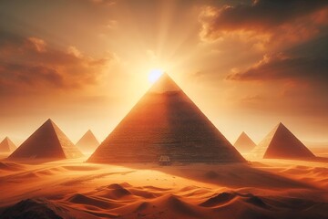 Realistic Elegant Pyramids Standing Proud in a Desert Landscape