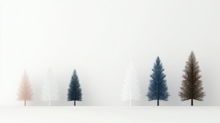 Fototapeta premium Watercolor Christmas Trees Hand Drawn on White Background for Holiday Greeting Cards