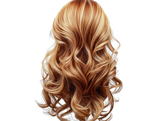 Naklejka premium Showcasing a luxurious curly blonde wig, designer design isolated on a white backdrop.