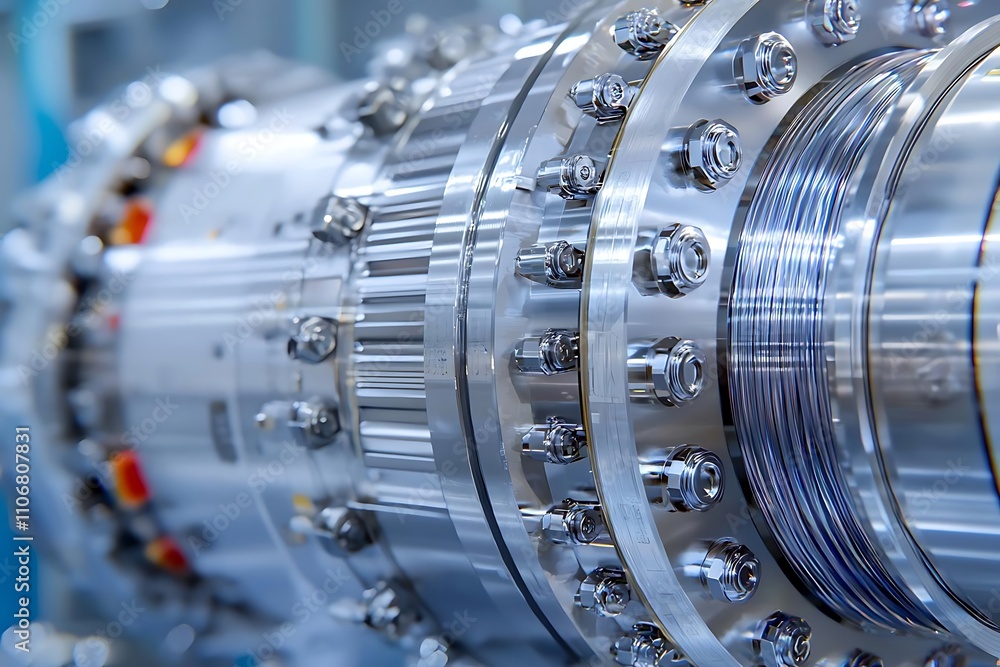 Poster close-up view of a modern industrial machine component showcasing precision and engineering excellen