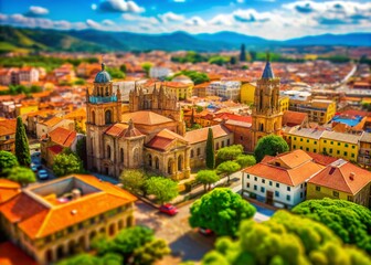 Captivating Tilt-Shift Photography of León, Africa Showcasing Vibrant Culture, Architecture, and Scenic Landscapes in Miniature Style for Unique Stock Imagery