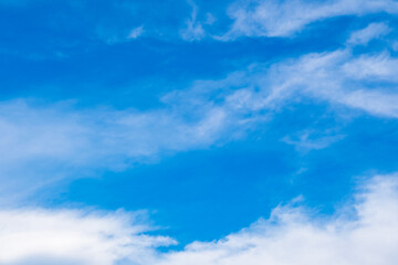 Panorama of cloud clear sky background for summer vacation concept at ocean and summer sea water with sunlight of beautiful cloudy	