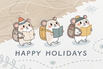 Fototapeta premium cute cartoon hamster with happy holidays