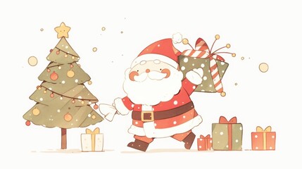Kawaii Santa's Christmas Gift