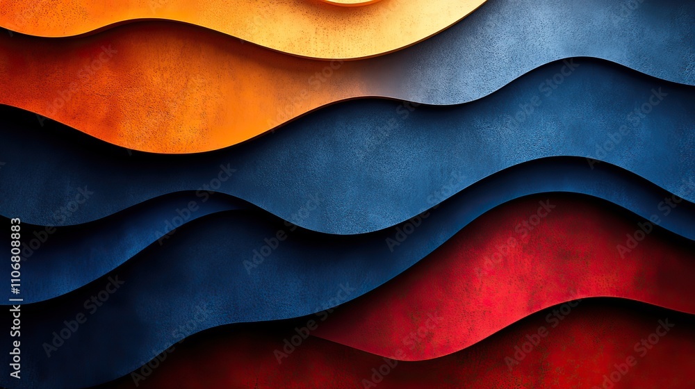 Poster a digital background with blue and red gradient shapes, creating a modern look