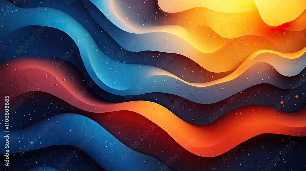 Poster a digital background with blue and red gradient shapes, creating a modern look