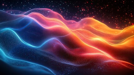 A digital background with blue, red, and green data flows, symbolizing technological innovation