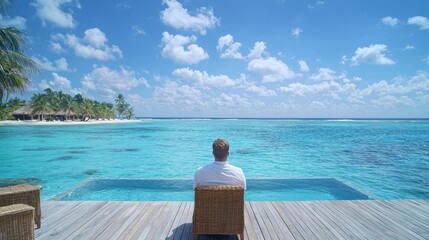Fototapeta premium Tranquil Oceanfront Villa Luxury Vacation Relaxation