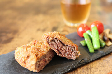 牛肉切落しで作るミルフィーユかつ