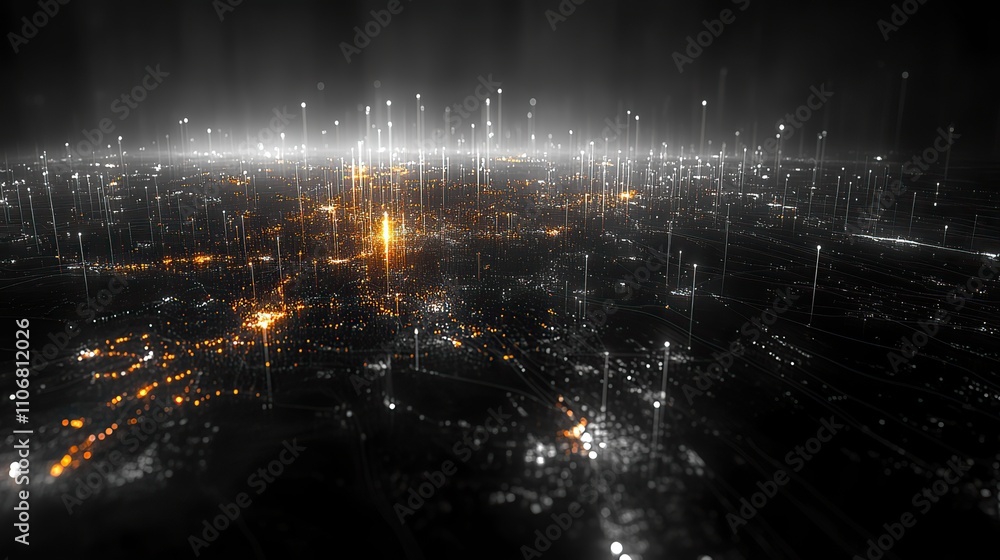 Poster a digital map of europe with lines connecting various cities, representing the exchange of data betw