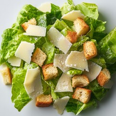 Fresh Caesar Salad with Crispy Croutons and Cheese
