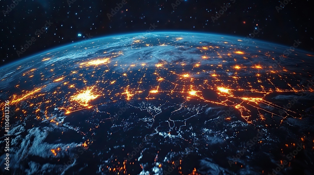 Aufkleber a digital visual showing earth with networked lines symbolizing worldwide connectivity and business 