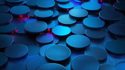 Abstract Blue Circles with Illuminated Background in Modern Digital Design Aesthetic