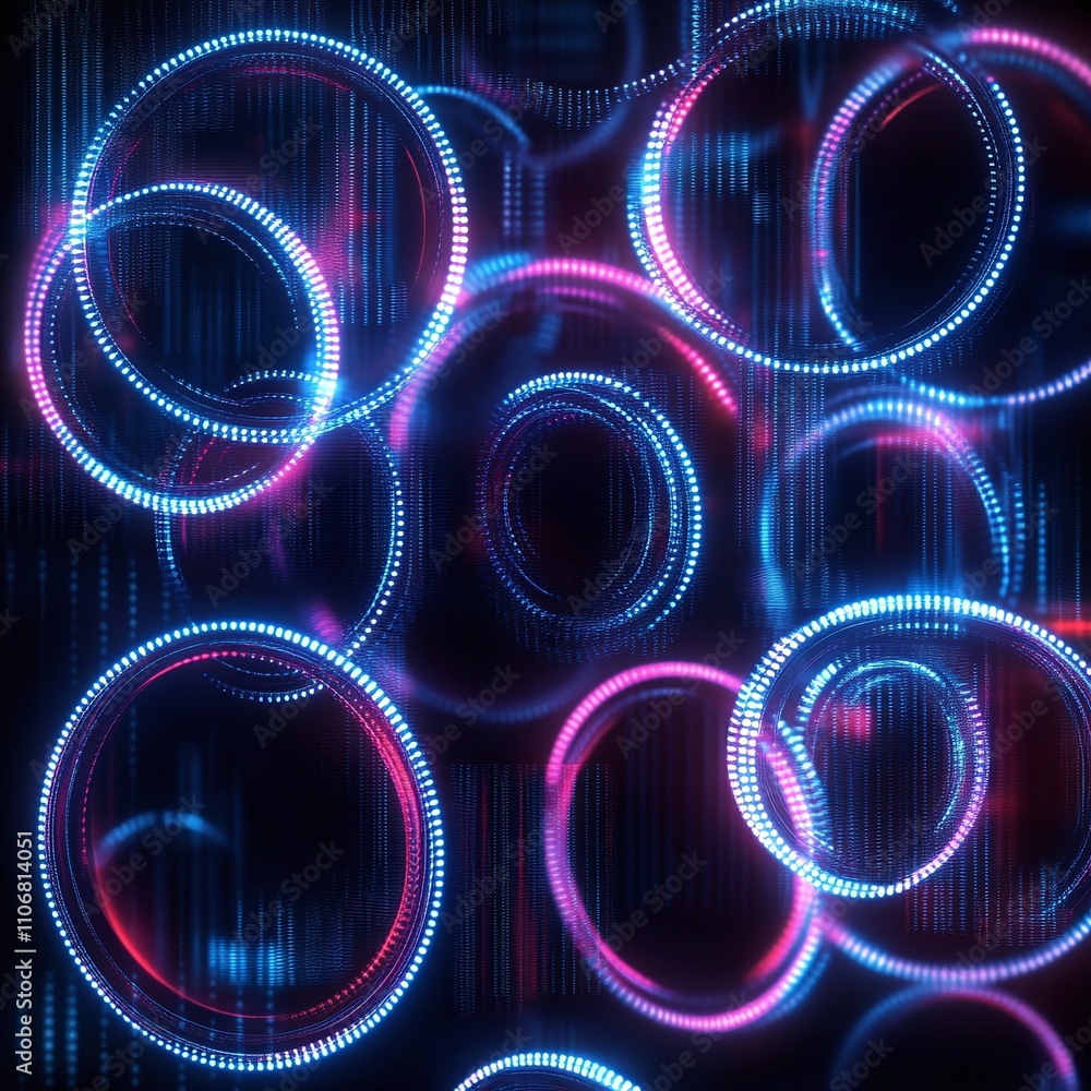 Aufkleber abstract colorful circles with glowing lights and digital background for modern design projects