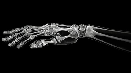 Naklejka premium An X-ray image of a human hand, showcasing the bones and structure for medical analysis.