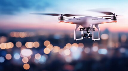 Drone Surveillance Aerial Cityscape Night Photography Security Technology