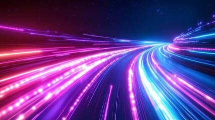 Abstract glowing trails representing speed and futuristic technology.
