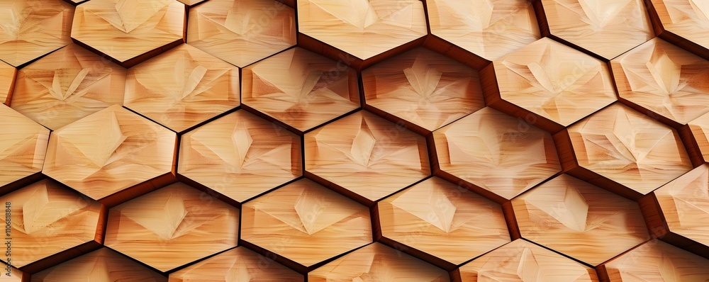 Poster abstract wooden hexagonal geometric pattern design