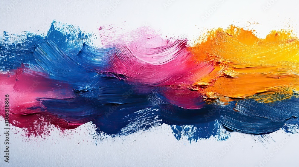 Poster a dynamic and expressive mix of colorful brush strokes on a clean white background