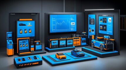 A Modern Smart Home System with Blue and Orange Accents