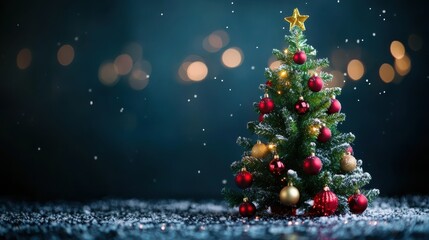 Obraz premium Bokeh Lights Behind Decorated Tree