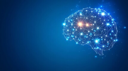 Abstract Representation of a Human Brain Constructed from Connected Points of Light