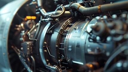 High resolution close up of an airplane auxiliary power unit
