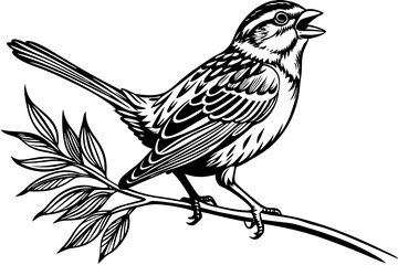 A sparrow stretches upward toward the sky vector illustration