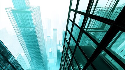 Obraz premium Abstract View of a Modern Cityscape Through Glass Windows