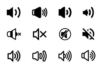 Set of media audio and video speaker icon